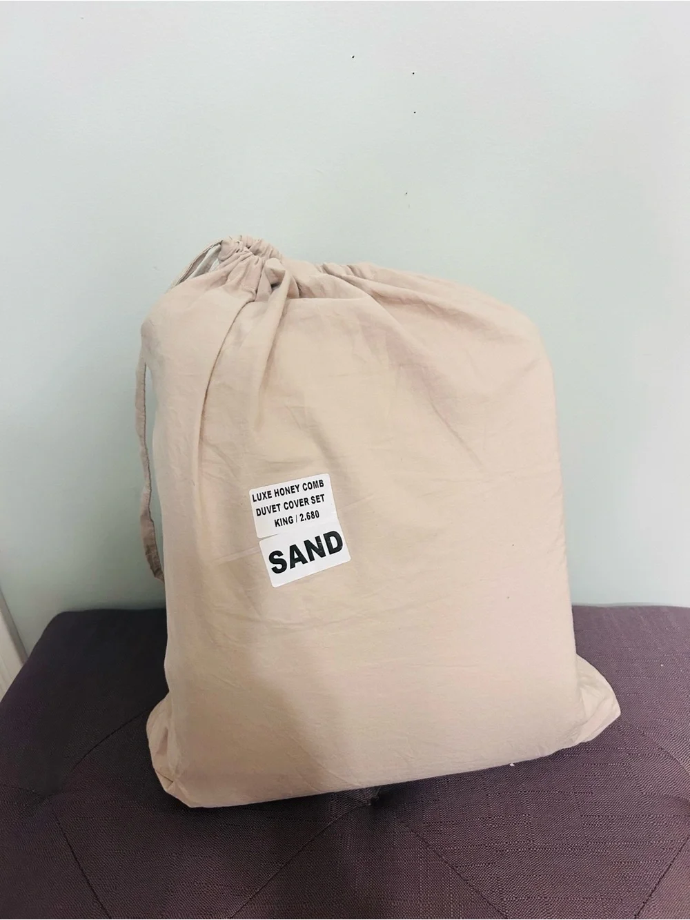 NWT Quince Organic Luxe Honeycomb Sand (Light Tan) Duvet Cover Set with Shams!
